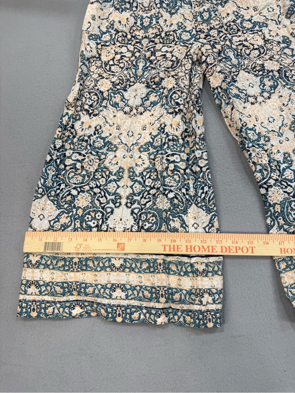 Blue Island Boho Wide-Leg Smocked strapless Jumpsuit pockets in Cream & Teal XS - Picture 8 of 9